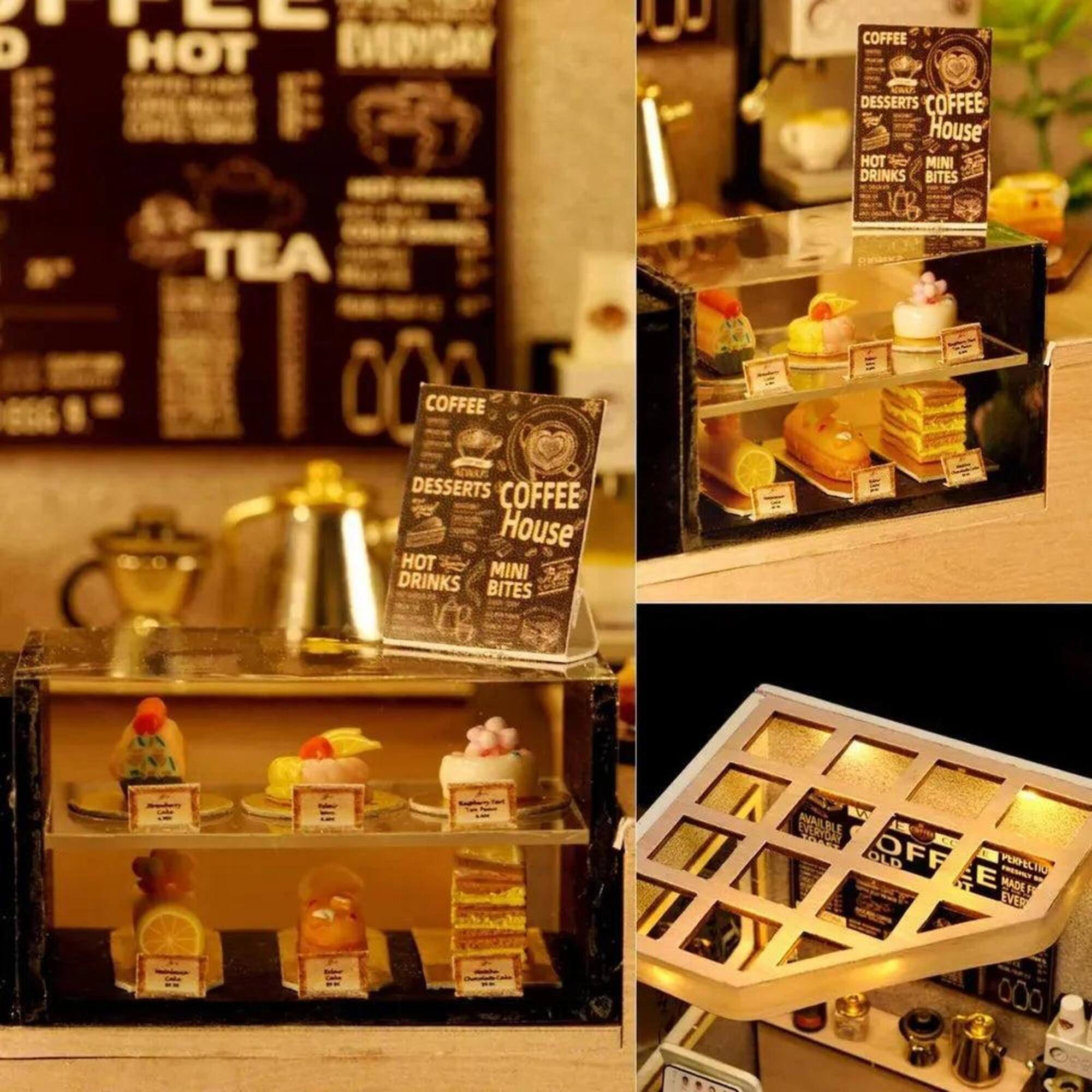 Wizardi Café Miniature Dollhouse Roombox Kit